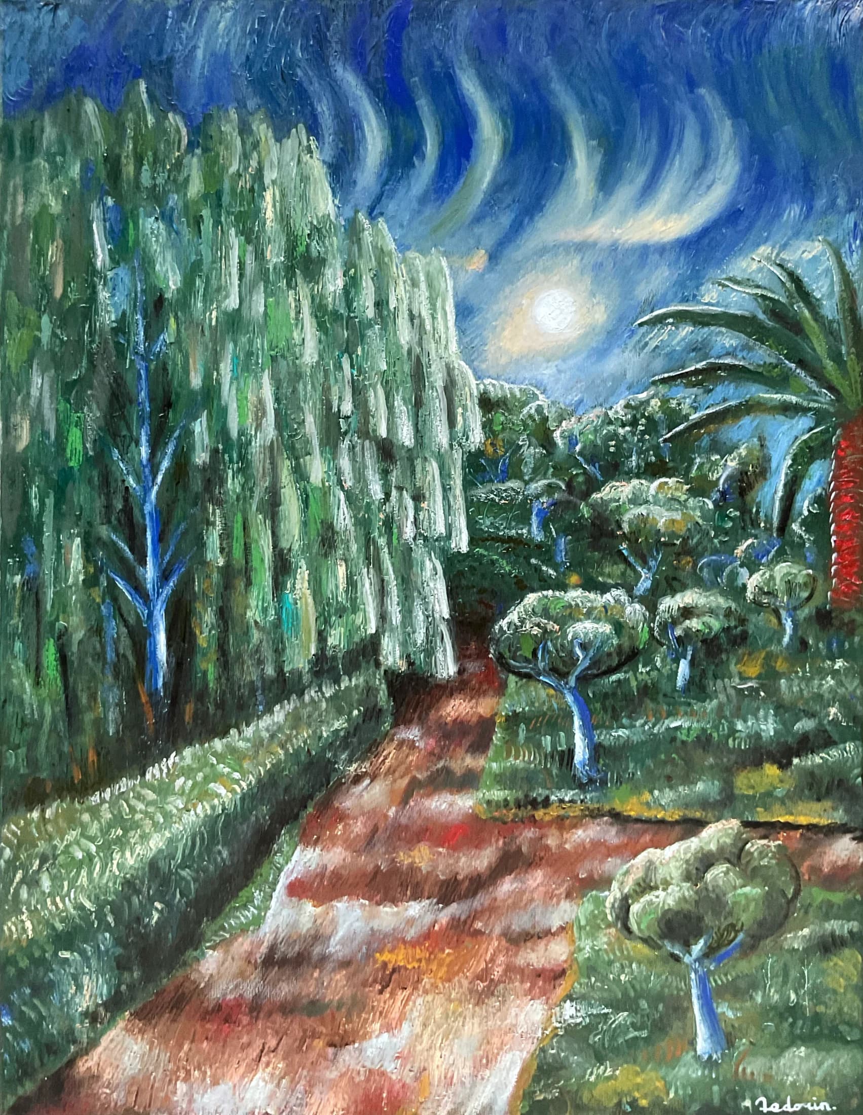 buenos-aires-botanical-garden-at-night-mystical-landscape-painting — oil painting by Porfirii Fedorin, 2026